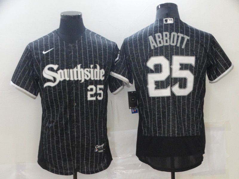 Men Chicago White Sox 25 Abbott City Edition Black Elite Nike 2021 MLB Jersey